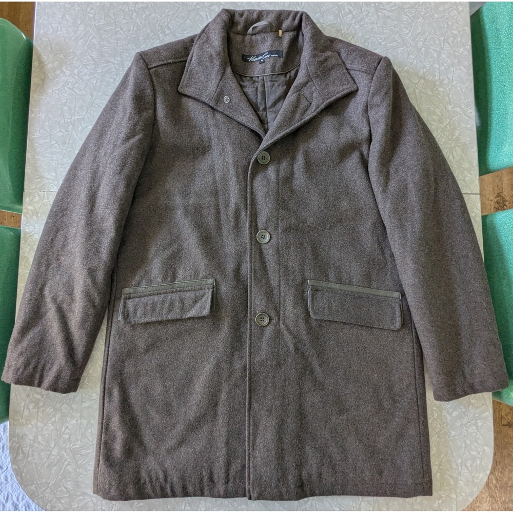 Kenneth Cole New York Mens Wool Blend Car Coat Brown Size M